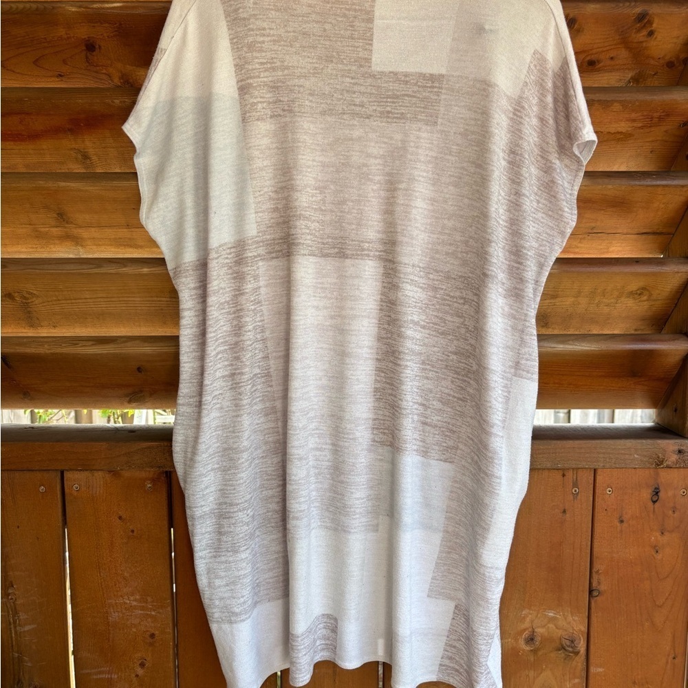 Wilfred Free Women's Gray Beige White Top Shirt Dress Size Small pockets - Picture 11 of 11